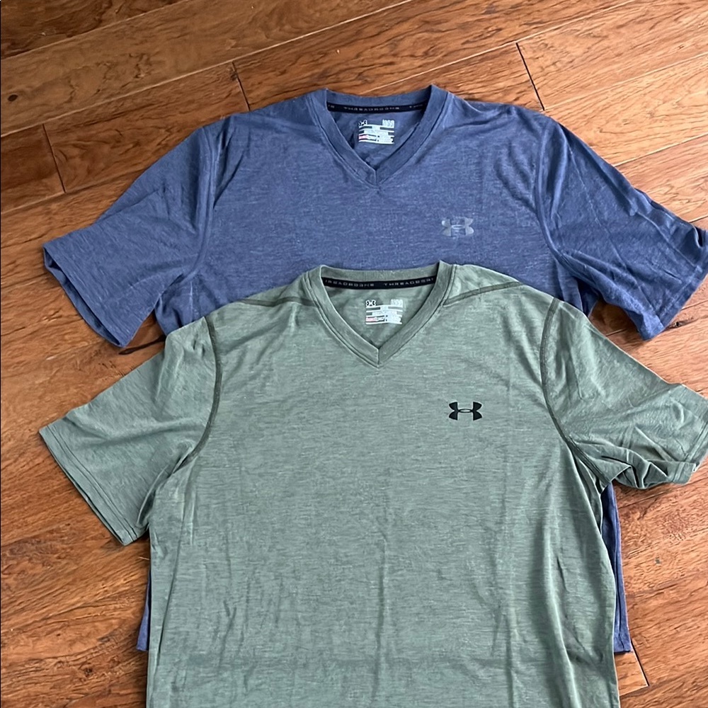 Under Armour Blue and Green Short Sleeve Tees